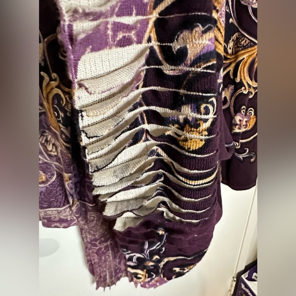 Chicos Cardigan Sweater Womens Purple Paisley Open Long Sleeve Boho Hippie Med 2 - Picture 11 of 14